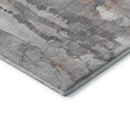 Copper And Gray Abstract Washable Area Rug With UV Protection Photo 6