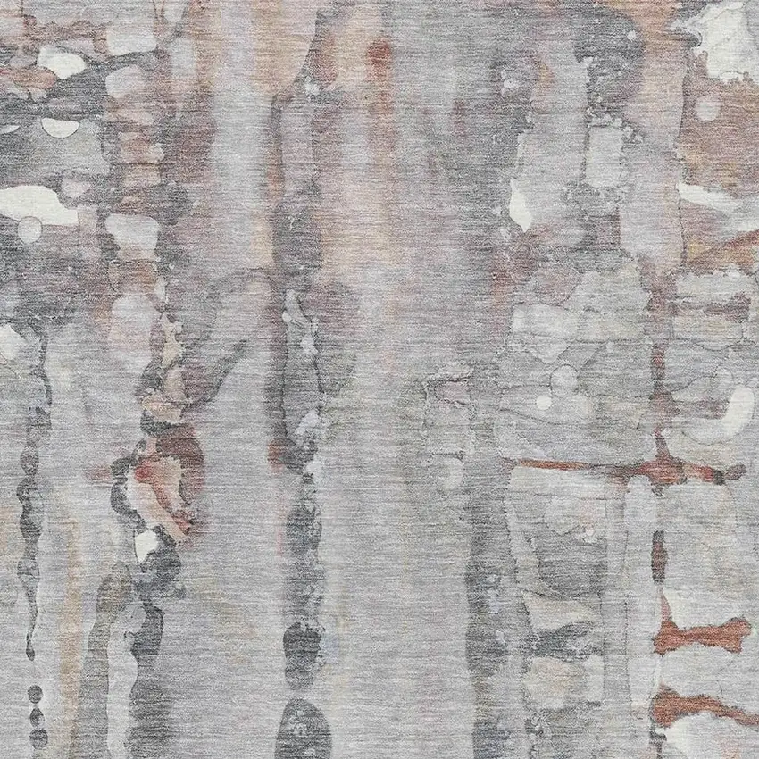 Copper And Gray Abstract Washable Area Rug With UV Protection Photo 3