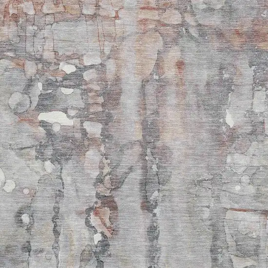 Copper And Gray Abstract Washable Area Rug With UV Protection Photo 3