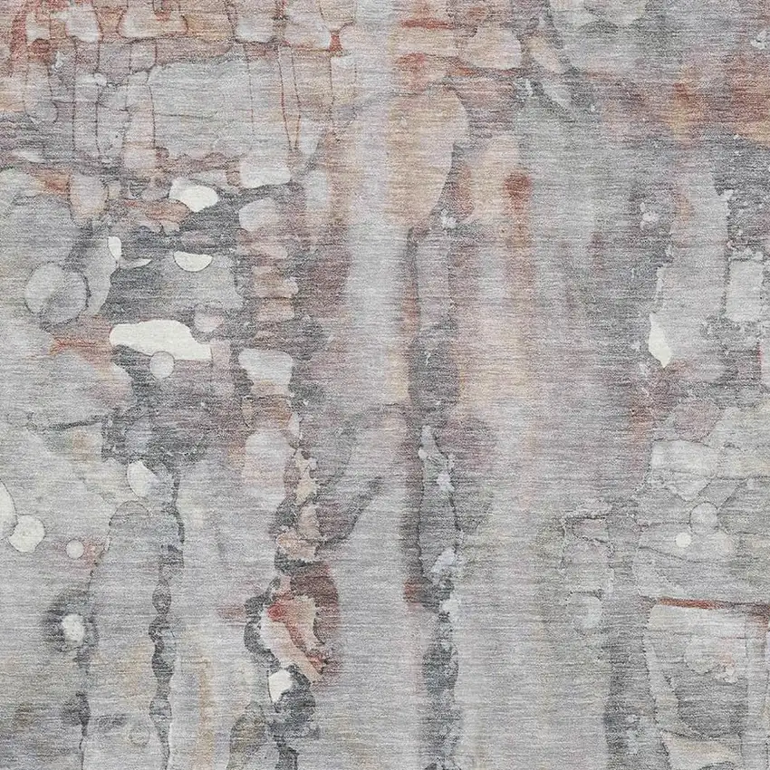 Copper And Gray Abstract Washable Area Rug With UV Protection Photo 3
