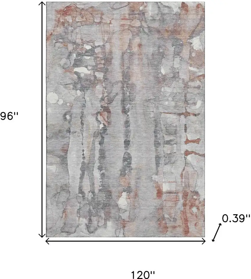 Copper And Gray Abstract Washable Area Rug With UV Protection Photo 9