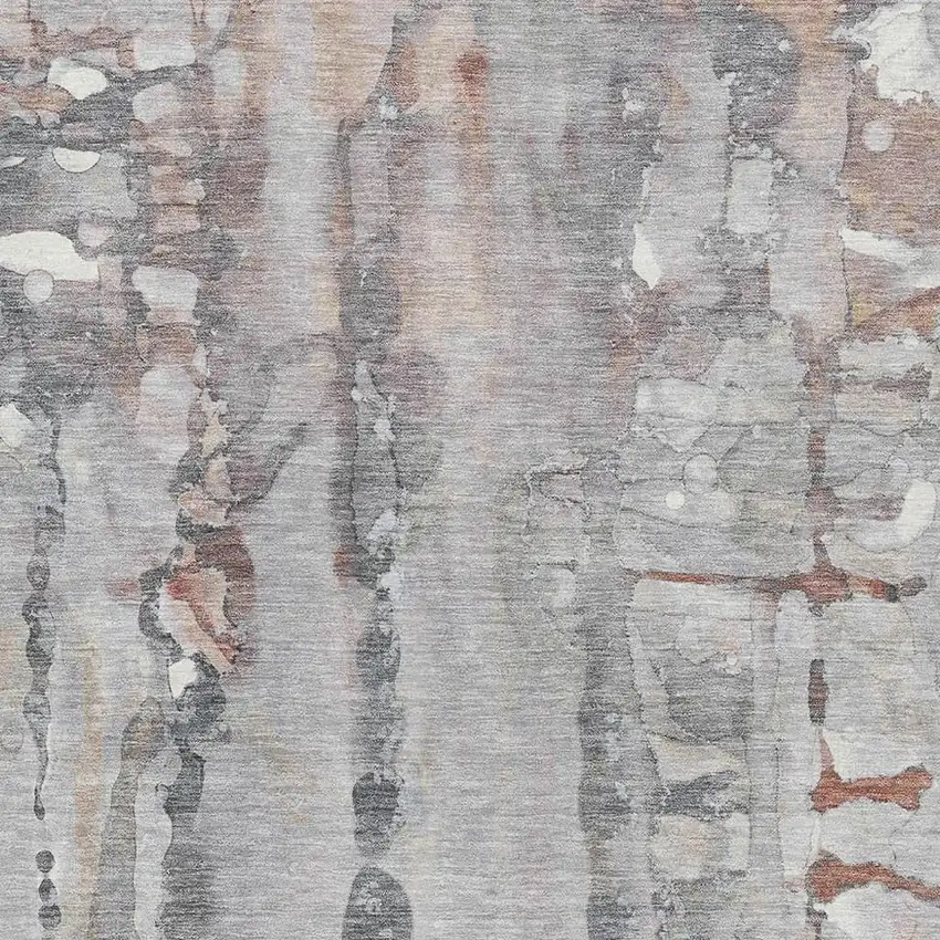 Copper And Gray Abstract Washable Area Rug With UV Protection Photo 3