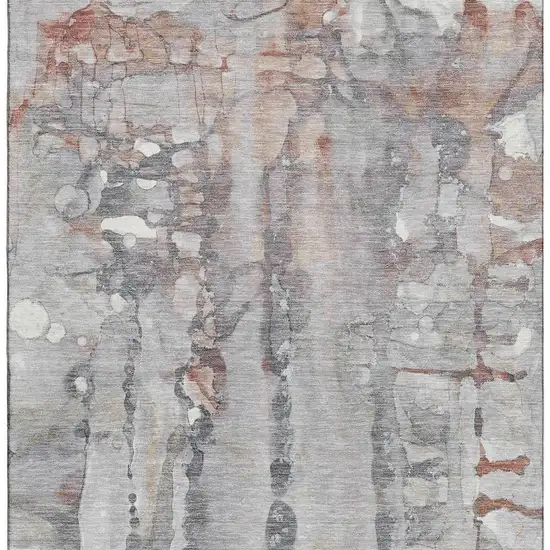 Copper And Gray Abstract Washable Area Rug With UV Protection Photo 4