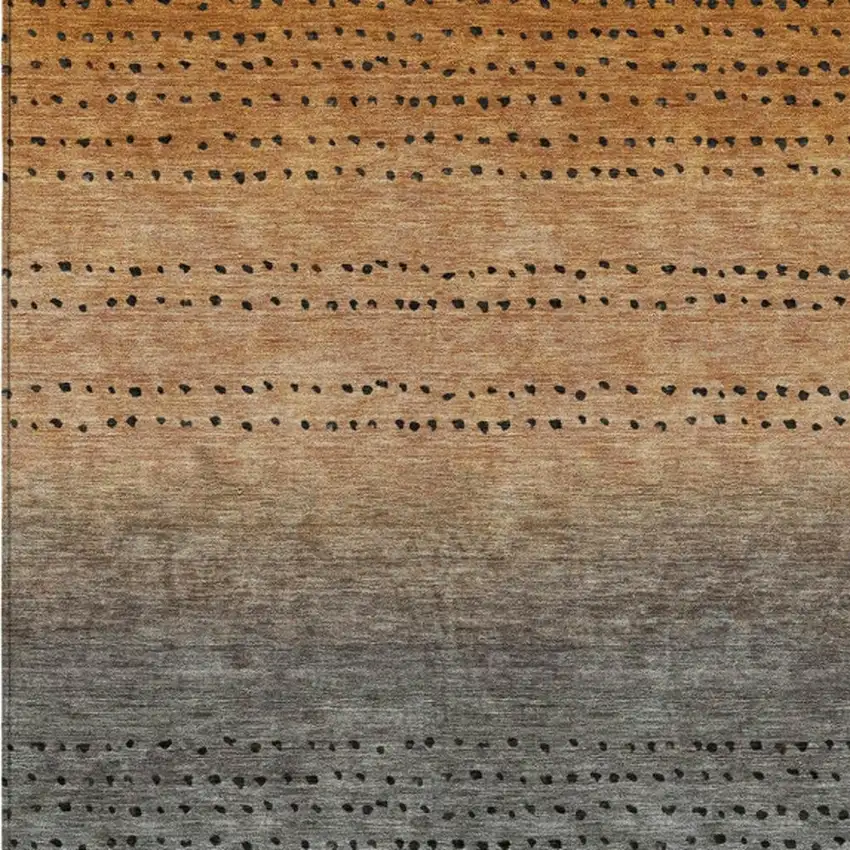 Copper And Gray Abstract Washable Indoor Outdoor Area Rug Photo 3
