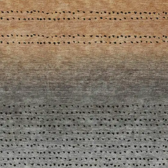 Copper And Gray Abstract Washable Indoor Outdoor Area Rug Photo 3