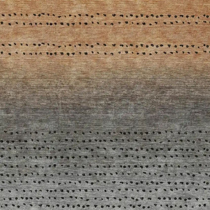 Copper And Gray Abstract Washable Indoor Outdoor Area Rug Photo 3