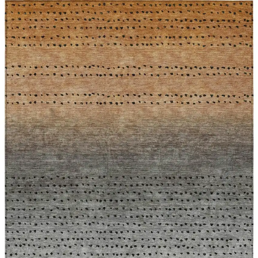 Copper And Gray Abstract Washable Indoor Outdoor Area Rug Photo 4