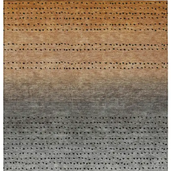 Copper And Gray Abstract Washable Indoor Outdoor Area Rug Photo 4