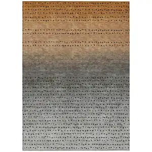Photo of Copper And Gray Abstract Washable Indoor Outdoor Area Rug