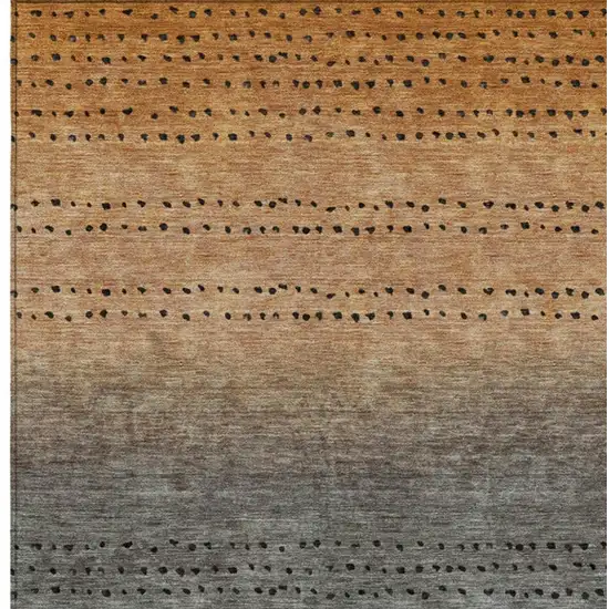 Copper And Gray Abstract Washable Indoor Outdoor Area Rug Photo 3