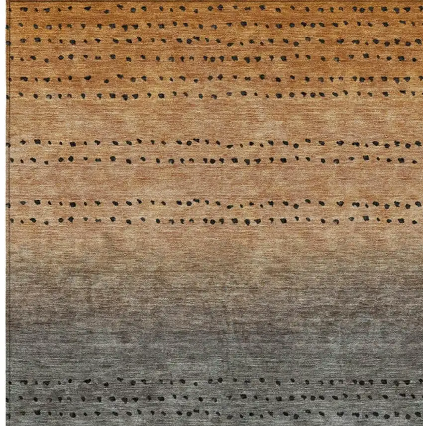 Copper And Gray Abstract Washable Indoor Outdoor Area Rug Photo 3