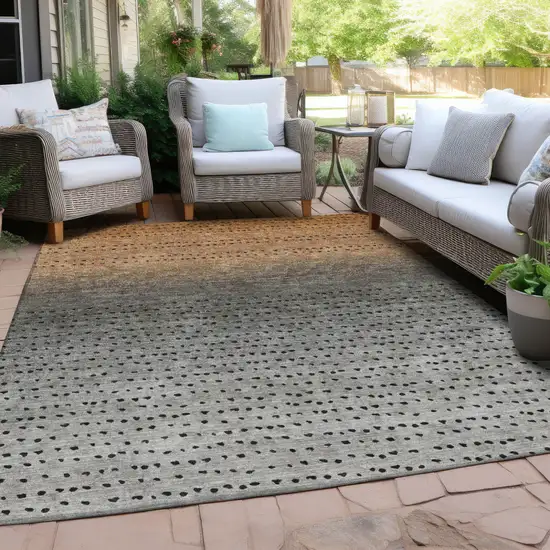 Copper And Gray Abstract Washable Indoor Outdoor Area Rug Photo 5