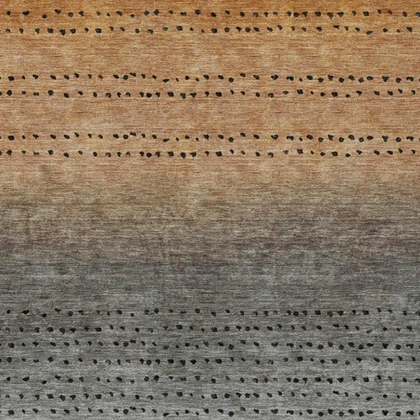 Copper And Gray Abstract Washable Indoor Outdoor Area Rug Photo 4