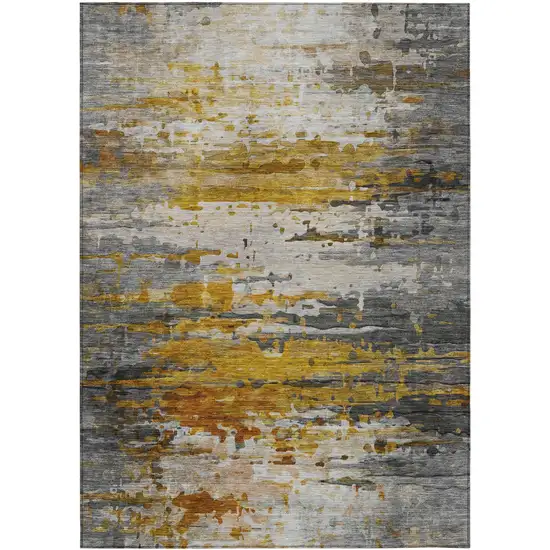 Copper And Gray Abstract Washable Indoor Outdoor Area Rug Photo 9