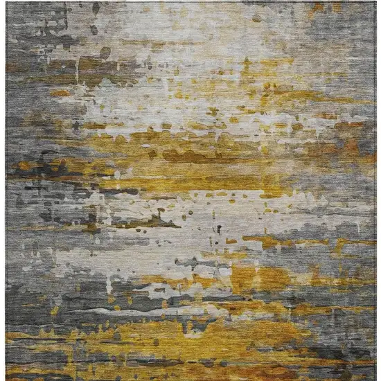 Copper And Gray Abstract Washable Indoor Outdoor Area Rug Photo 3