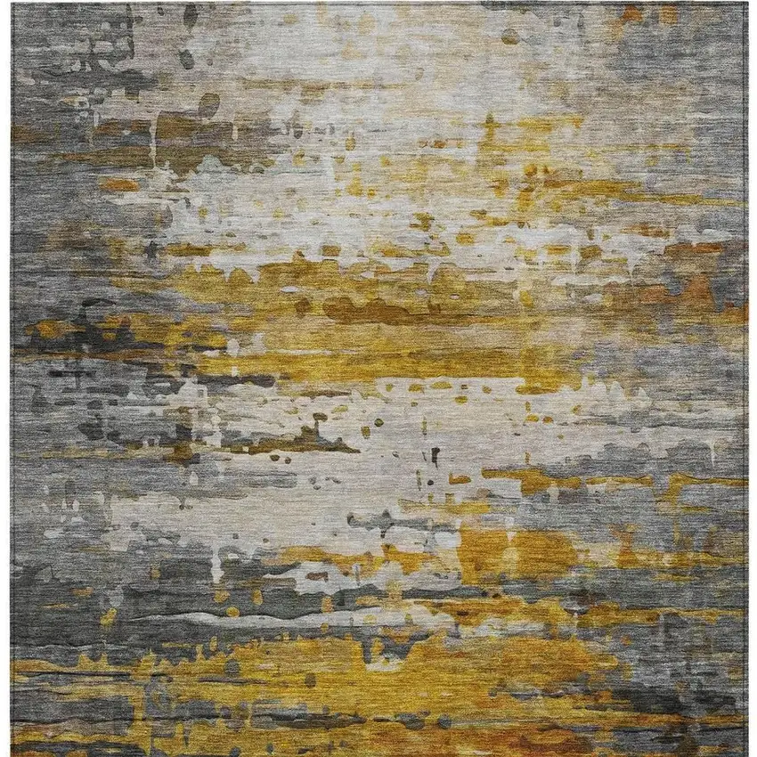 Copper And Gray Abstract Washable Indoor Outdoor Area Rug Photo 3