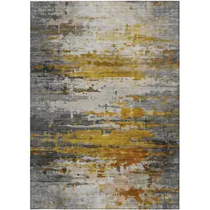 Photo of Copper And Gray Abstract Washable Indoor Outdoor Area Rug