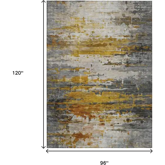 Copper And Gray Abstract Washable Indoor Outdoor Area Rug Photo 9