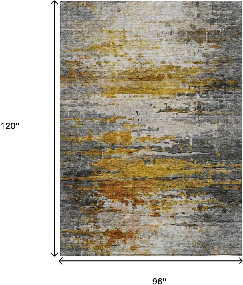 Copper And Gray Abstract Washable Indoor Outdoor Area Rug Photo 9