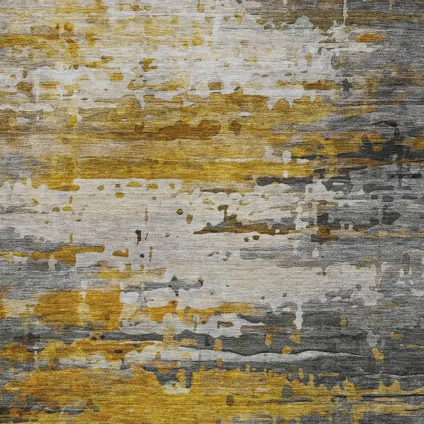 Copper And Gray Abstract Washable Indoor Outdoor Area Rug Photo 3