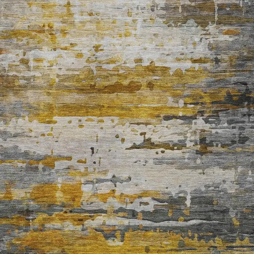 Copper And Gray Abstract Washable Indoor Outdoor Area Rug Photo 9