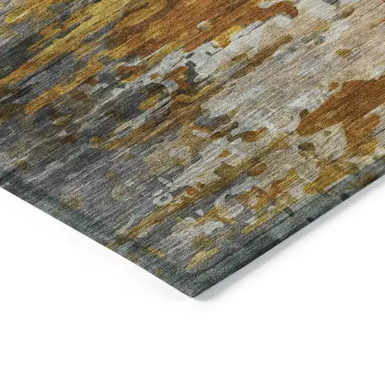 Copper And Gray Abstract Washable Indoor Outdoor Area Rug Photo 7