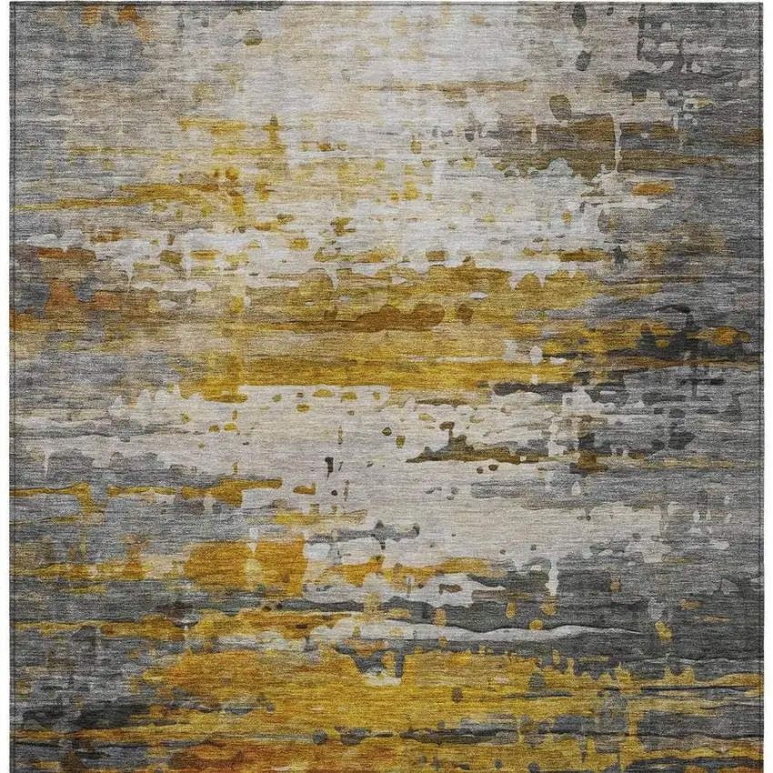 Copper And Gray Abstract Washable Indoor Outdoor Area Rug Photo 6