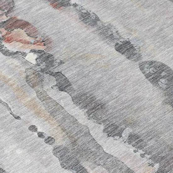 Copper And Gray Abstract Washable Indoor Outdoor Area Rug Photo 4
