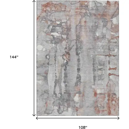 Copper And Gray Abstract Washable Indoor Outdoor Area Rug Photo 3
