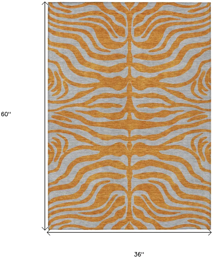 Copper And Gray Animal Print Washable Indoor Outdoor Area Rug Photo 6