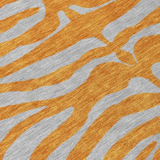 Copper And Gray Animal Print Washable Indoor Outdoor Area Rug Photo 7