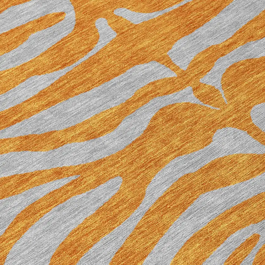 Copper And Gray Animal Print Washable Indoor Outdoor Area Rug Photo 7