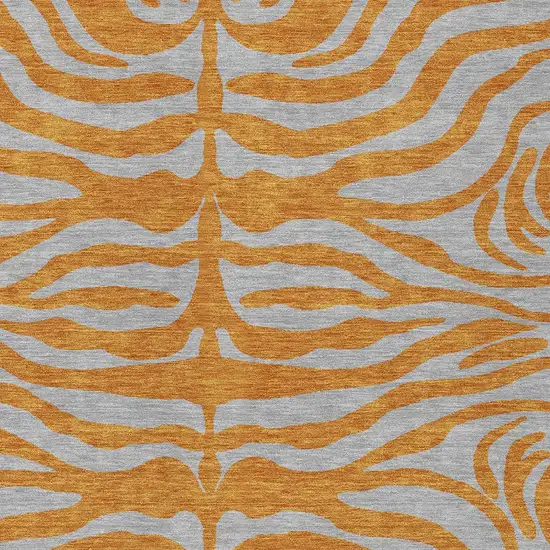 Copper And Gray Animal Print Washable Indoor Outdoor Area Rug Photo 5