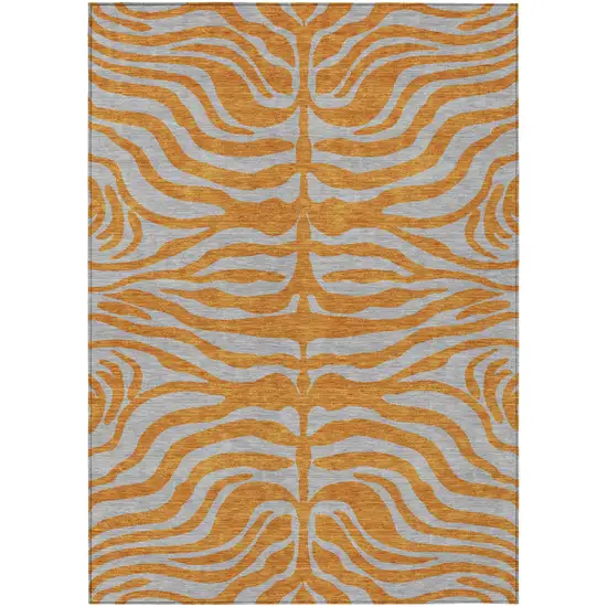 Copper And Gray Animal Print Washable Indoor Outdoor Area Rug Photo 2