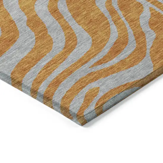 Copper And Gray Animal Print Washable Indoor Outdoor Area Rug Photo 4