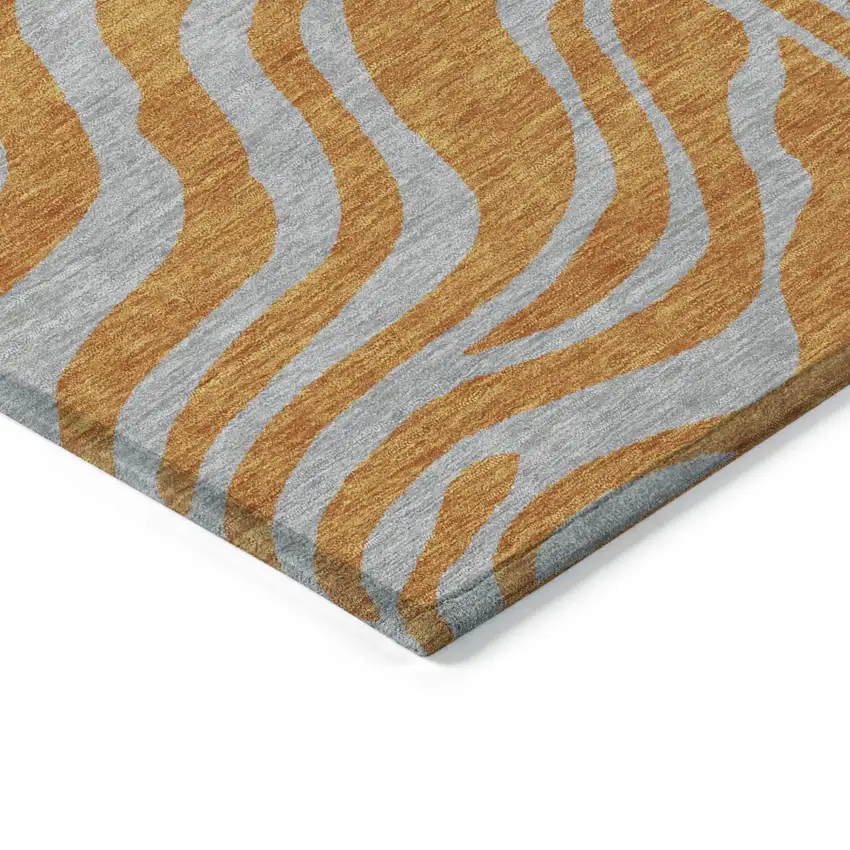 Copper And Gray Animal Print Washable Indoor Outdoor Area Rug Photo 4