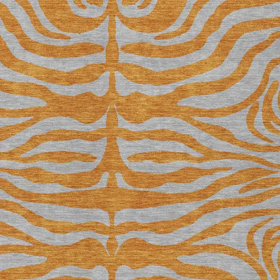 Copper And Gray Animal Print Washable Indoor Outdoor Area Rug Photo 5