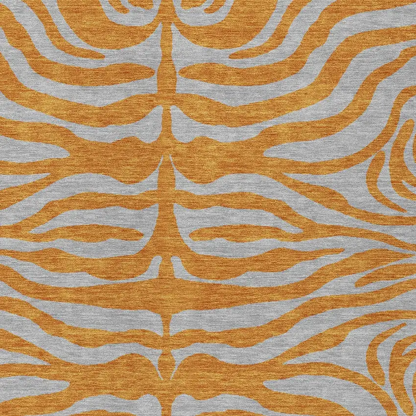 Copper And Gray Animal Print Washable Indoor Outdoor Area Rug Photo 5