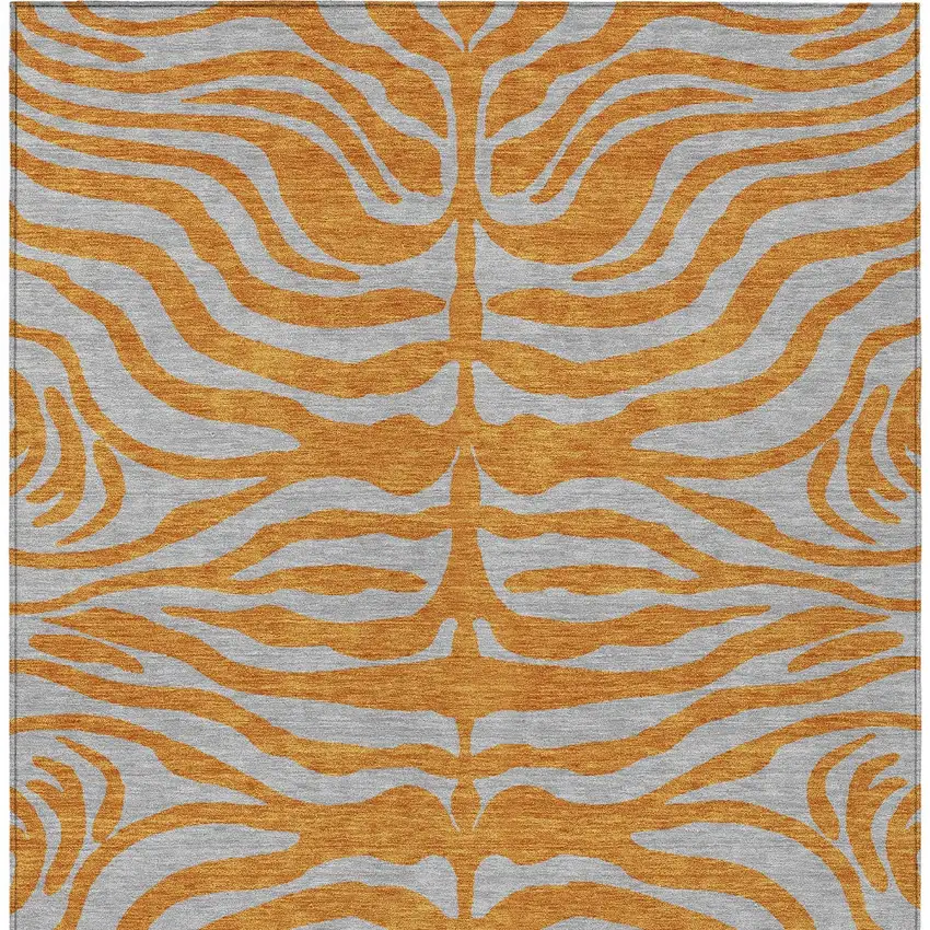 Copper And Gray Animal Print Washable Indoor Outdoor Area Rug Photo 6