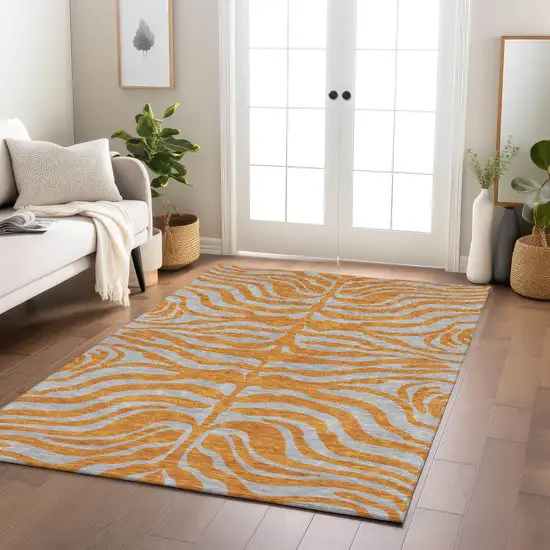 Copper And Gray Animal Print Washable Indoor Outdoor Area Rug Photo 9
