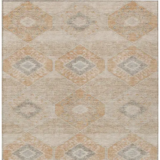 Copper And Gray Aztec Washable Indoor Outdoor Area Rug Photo 9