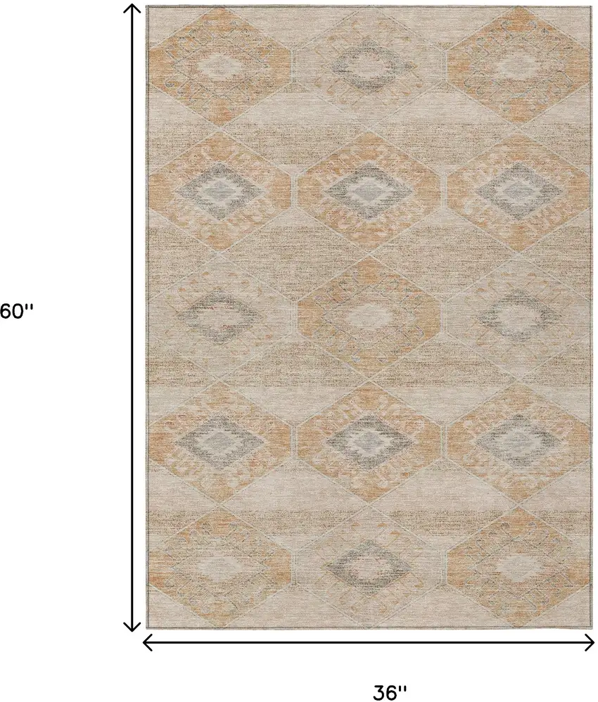 Copper And Gray Aztec Washable Indoor Outdoor Area Rug Photo 9