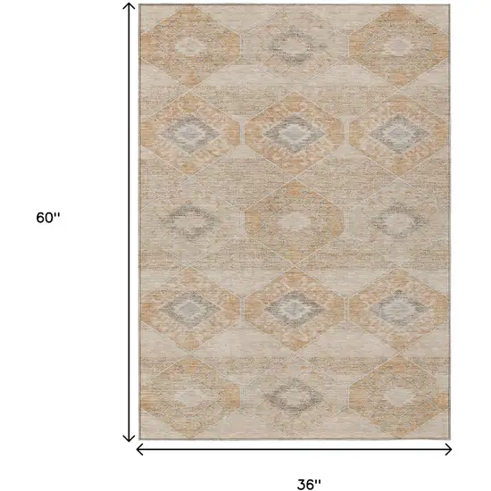 Copper And Gray Aztec Washable Indoor Outdoor Area Rug Photo 9