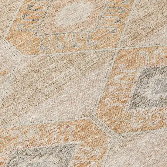 Copper And Gray Aztec Washable Indoor Outdoor Area Rug Photo 8