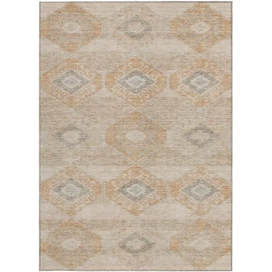 Copper And Gray Aztec Washable Indoor Outdoor Area Rug Photo 4