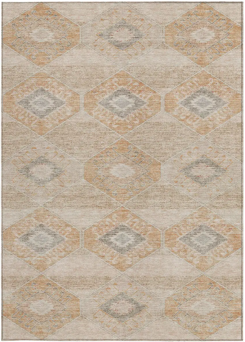 Copper And Gray Aztec Washable Indoor Outdoor Area Rug Photo 3