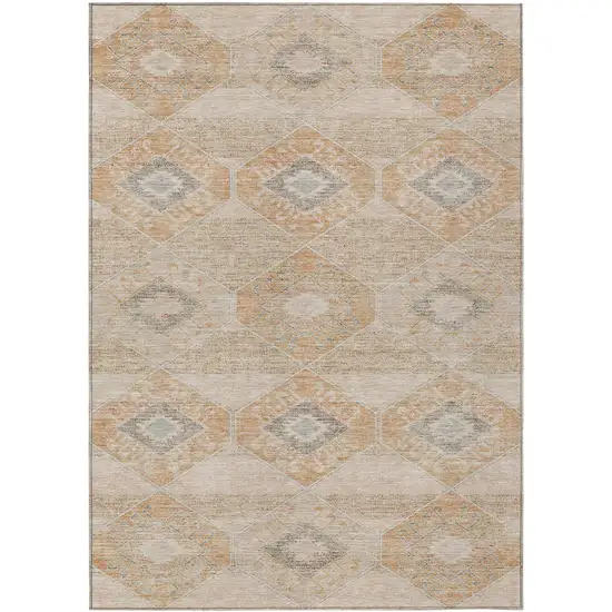 Copper And Gray Aztec Washable Indoor Outdoor Area Rug Photo 1