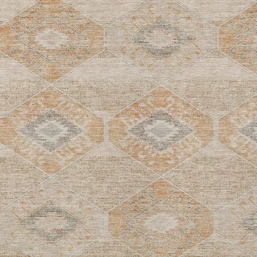 Copper And Gray Aztec Washable Indoor Outdoor Area Rug Photo 4