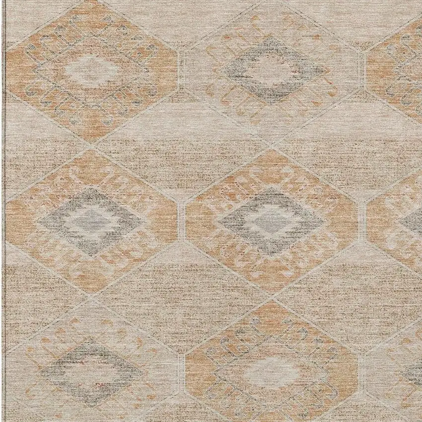 Copper And Gray Aztec Washable Indoor Outdoor Area Rug Photo 4
