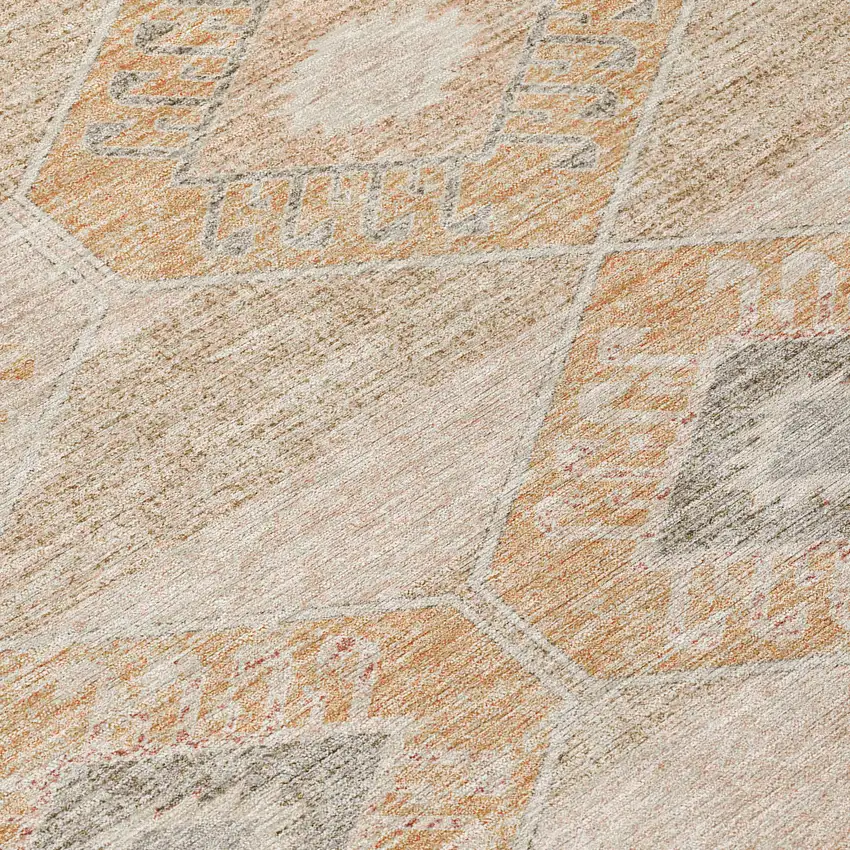 Copper And Gray Aztec Washable Indoor Outdoor Area Rug Photo 8